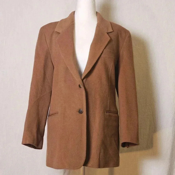 VTG Philippe Adec Lamb Wool Blend Blazer Caramel Brown SZ M USA - Picture 1 of 11